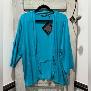 IMAN Global Chic Drapey Knit Open Front Topper,  tops blue Cardigan NWT